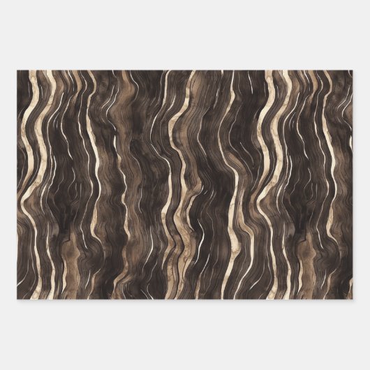 クリーミーな茶色のチョコレートの渦巻き誕生日 ラッピングペーパーシート (正面3)