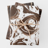 クリーミーな茶色のチョコレートの渦巻き誕生日 ラッピングペーパーシート (インサイチュ)