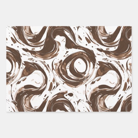 クリーミーな茶色のチョコレートの渦巻き誕生日 ラッピングペーパーシート (正面)