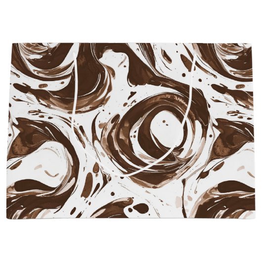 クリーミーな茶色のチョコレートの渦巻き誕生日 ラージペーパーバッグ (正面)