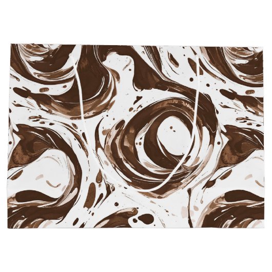 クリーミーな茶色のチョコレートの渦巻き誕生日 ラージペーパーバッグ (裏面)