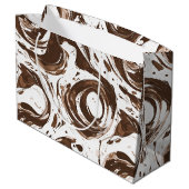クリーミーな茶色のチョコレートの渦巻き誕生日 ラージペーパーバッグ (裏面アングル)