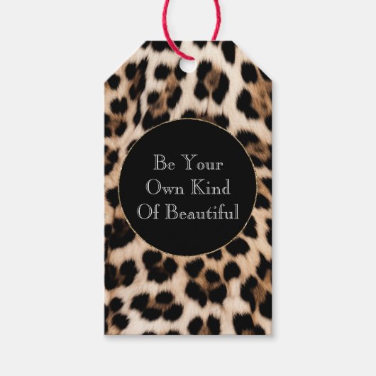 クリーミーな茶色のヒョウ柄 ギフトタグ (正面)