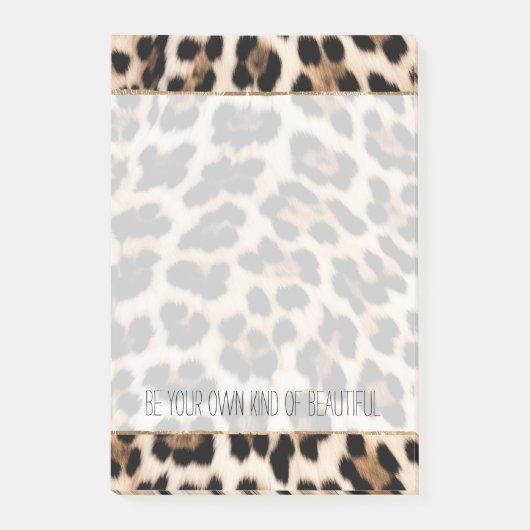 クリーミーな茶色のヒョウ柄 ポストイット (正面)