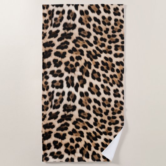 クリーミーな茶色のヒョウ ビーチタオル (正面)