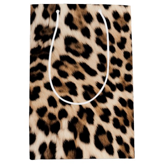 クリーミーな茶色のヒョウ ミディアムペーパーバッグ (正面)