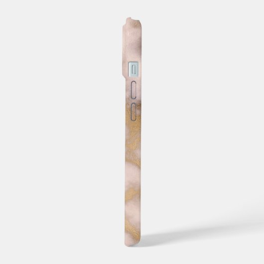 クリーミーな金ゴールドピンク大理石パターン iPhone 15ケース (左側面)