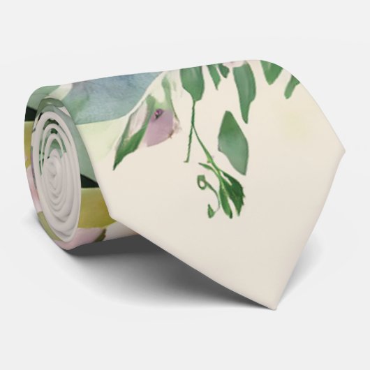 クリーミーな黄色のワイルドフラワーの水色の花柄 ネクタイ (ロール)