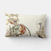 クリーミーアイボリー芸術的タイガーリリーフローラデザイン ランバークッション (裏面)