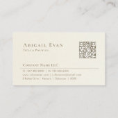 クリーミーエレガントな白と金ゴールドの羽毛のロゴ公証人 名刺 (裏面)