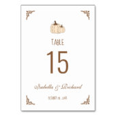 クリーミーエレガントカボチャ秋の結婚式テーブルカード テーブルナンバー (裏面)