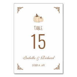 クリーミーエレガントカボチャ秋の結婚式テーブルカード テーブルナンバー