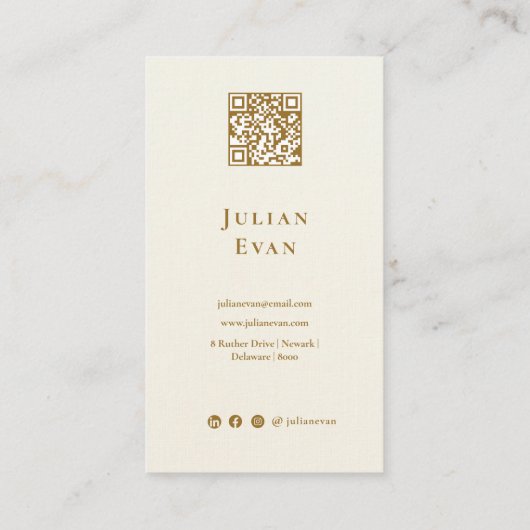 クリーミーエレガントホワイトグリッター金ゴールド洗練 名刺 (裏面)