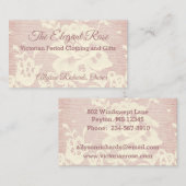 クリーミーエレガントホワイトヴィンテージフローラレースon Mauve 名刺 (正面/裏面)