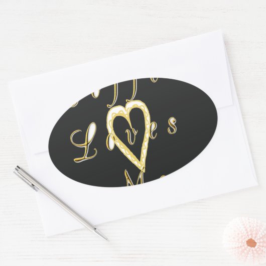 クリーミーコーヒーラバーズデザイン 楕円形シール (封筒)