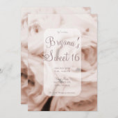 クリーミーソフト赤面ピンクローズエレガントスウィート16 招待状 (正面/裏面)