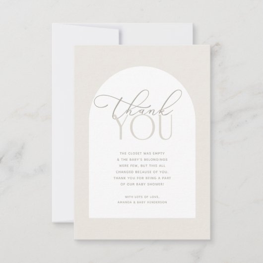 クリーミーニュートラルベビーベビーシャワー サンキューカード (正面)