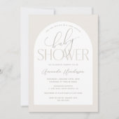 クリーミーニュートラルベビーベビーシャワー 招待状 (正面)