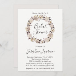 クリーミーバラフローラリースブライダルシャワー招待状 招待状