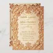 クリーミービクトリアンレースロマンチ結婚ーズ 招待状 (正面/裏面)
