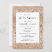 クリーミーピーチグリッター金ゴールドヒョウ柄 招待状 (正面)