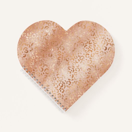 クリーミーピーチバラ赤面ヒョウ柄 ノートブック (正面)