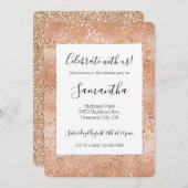 クリーミーピーチバラ赤面ヒョウ柄 招待状 (正面/裏面)