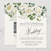クリーミーフローラルユーカリ スクリプトカリグラフィー ウェディング 招待状 (正面/裏面)