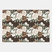 クリーミーブラウンチョコレートフローラ誕生日 ラッピングペーパーシート (正面3)