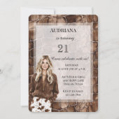 クリーミーブラウンチョコレートブロンドガール誕生日 招待状 (正面)