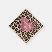 クリーミーブラウンブラックヒョウハート スタンダードカクテルナプキン (角)