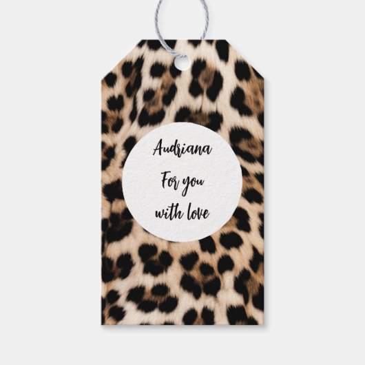 クリーミーブラウンブラックヒョウ誕生日 ギフトタグ (正面)