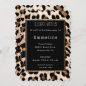 クリーミーブラウンブラックヒョウ金ゴールドグリッター 招待状 (正面/裏面)