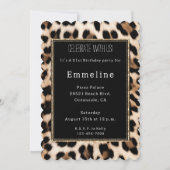 クリーミーブラウンブラックヒョウ金ゴールドグリッター 招待状 (正面)