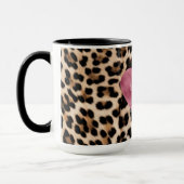 クリーミーブラウンブラックレオパードハートビューティフル マグカップ (左)