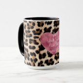 クリーミーブラウンブラックレオパードハートビューティフル マグカップ (正面左)