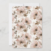 クリーミーブラウン赤面ピンクフローラ誕生日 招待状 (裏面)