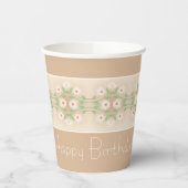 クリーミーベージュアンドホワイトフローラ 紙コップ (左)