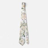 クリーミーホワイトデズデモ結婚ナバラズホワイトフローラ ネクタイ (正面)