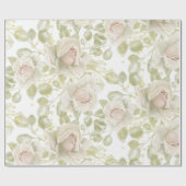 クリーミーホワイトローズ結婚ズホワイトフローラ ラッピングペーパー (フラット)