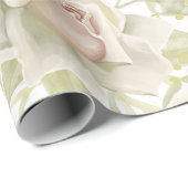 クリーミーホワイトローズ結婚ズホワイトフローラ ラッピングペーパー (ロールコーナー)