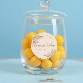 クリーミーモダンなパンパ結婚スグラスありがとう ラウンドシール