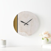 クリーミーモダンニュートラルアイボリー金ゴールド大理石パターン ラージ壁時計 (ホーム)