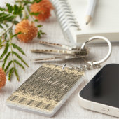 クリーミーレースのようグパターン(の模様が)ある キーホルダー (正面右)