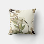 クリーミー芸術的アイボリーフローラデザイン クッション (裏面)