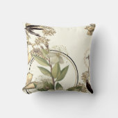 クリーミー芸術的アイボリーフローラデザイン クッション (正面)