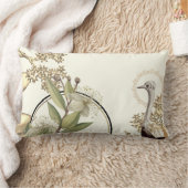 クリーミー芸術的アイボリーフローラデザイン ランバークッション (ブランケット)