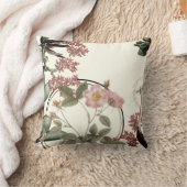 クリーミー芸術的アイボリーフローラプリント クッション (ブランケット)