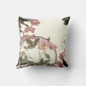 クリーミー芸術的アイボリーフローラプリント クッション (裏面)
