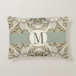 クリームおよび暗灰色の渦巻のセージグリーンのアクセントの枕 アクセントクッション